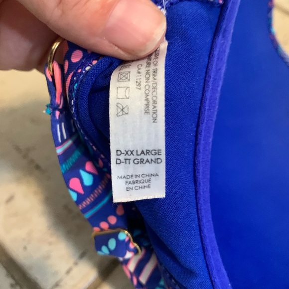 💜 La Vie en Rose Aqua D-XX Large Patterned Bikini Top - Plus Size - Picture 6 of 7